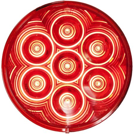 PETERSON MANUFACTURING Stop Turn Tail Light LED Bulb Round Red Lens 4 Diameter With Grommet And 431491 Plug V826KR-7